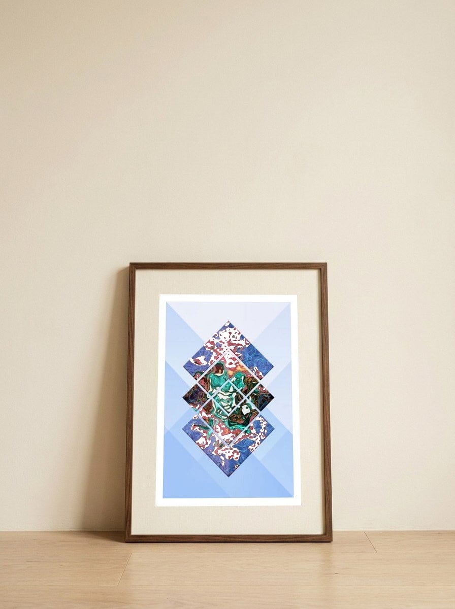 Geometric XXII — framed, leaning against the wall