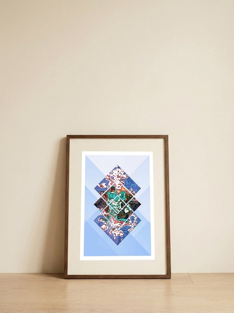 Geometric XXII — framed, leaning against the wall