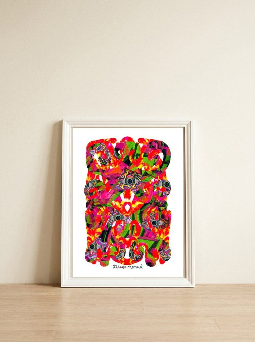 Pop Abstract Asimetrico 35 Copia — framed, leaning against the wall