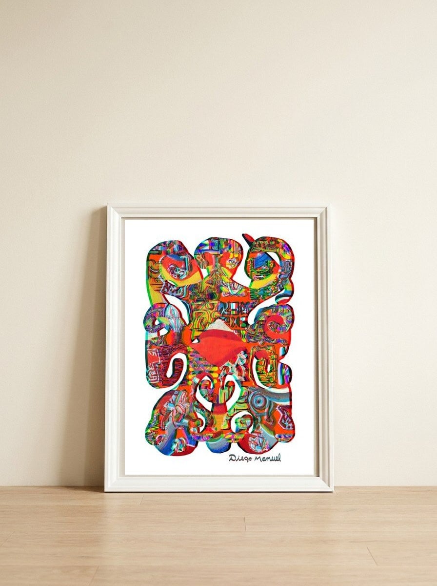 Pop Abstract Asimetrico 39 Copia — framed, leaning against the wall