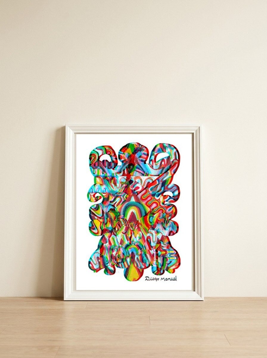 Pop Abstract Asimetrico 42 Copia — framed, leaning against the wall