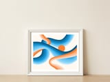 Rise, Abstract Retro Sunrise, Modern Bohemian Space, Concept Graphic Sky, Eclectic Nature — framed, leaning against the wall thumbnail