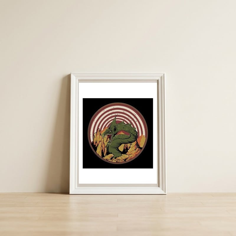Dragon — framed, leaning against the wall