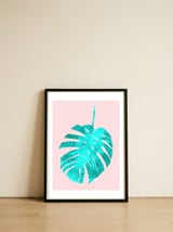 Watercolor Tropical Leaf III — framed, leaning against the wall thumbnail