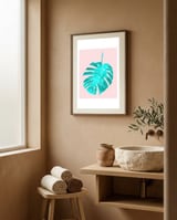 Watercolor Tropical Leaf III framed in a serene room thumbnail