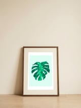 Watercolor Tropical Leaf II — framed, leaning against the wall thumbnail