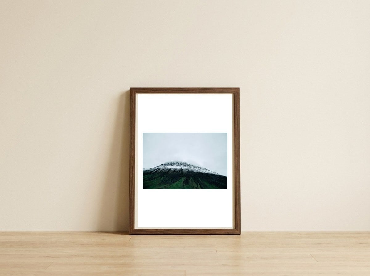 snow-mountain-iceland — framed, leaning against the wall