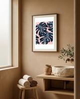 Watercolor Tropical Leaf I framed in a serene room thumbnail