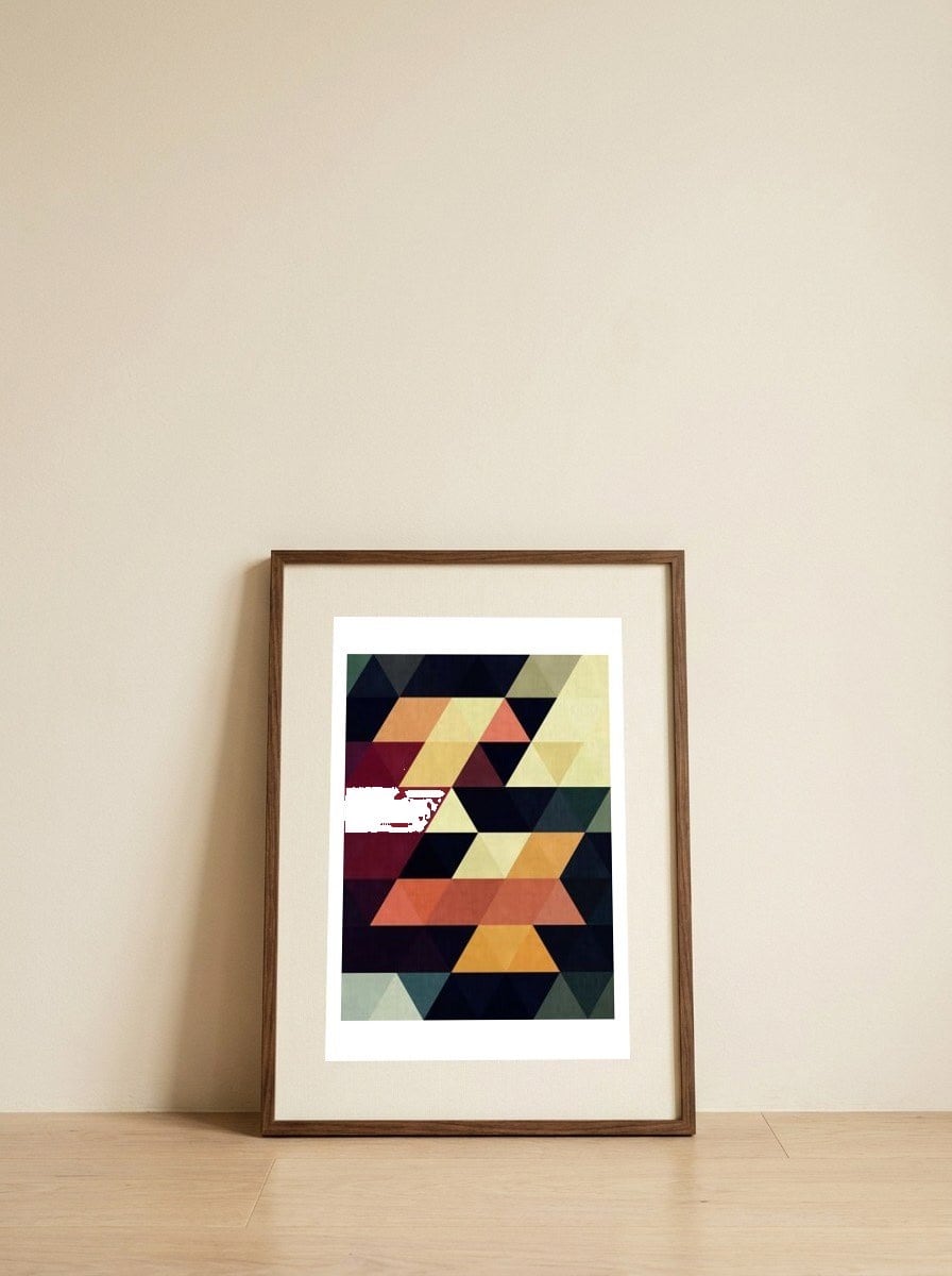 Pattern of triangles IV — framed, leaning against the wall