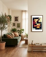 Pattern of triangles IV framed in a grounding room thumbnail