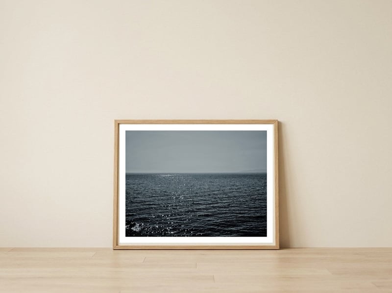 DEEP BLUE OCEAN  — framed, leaning against the wall