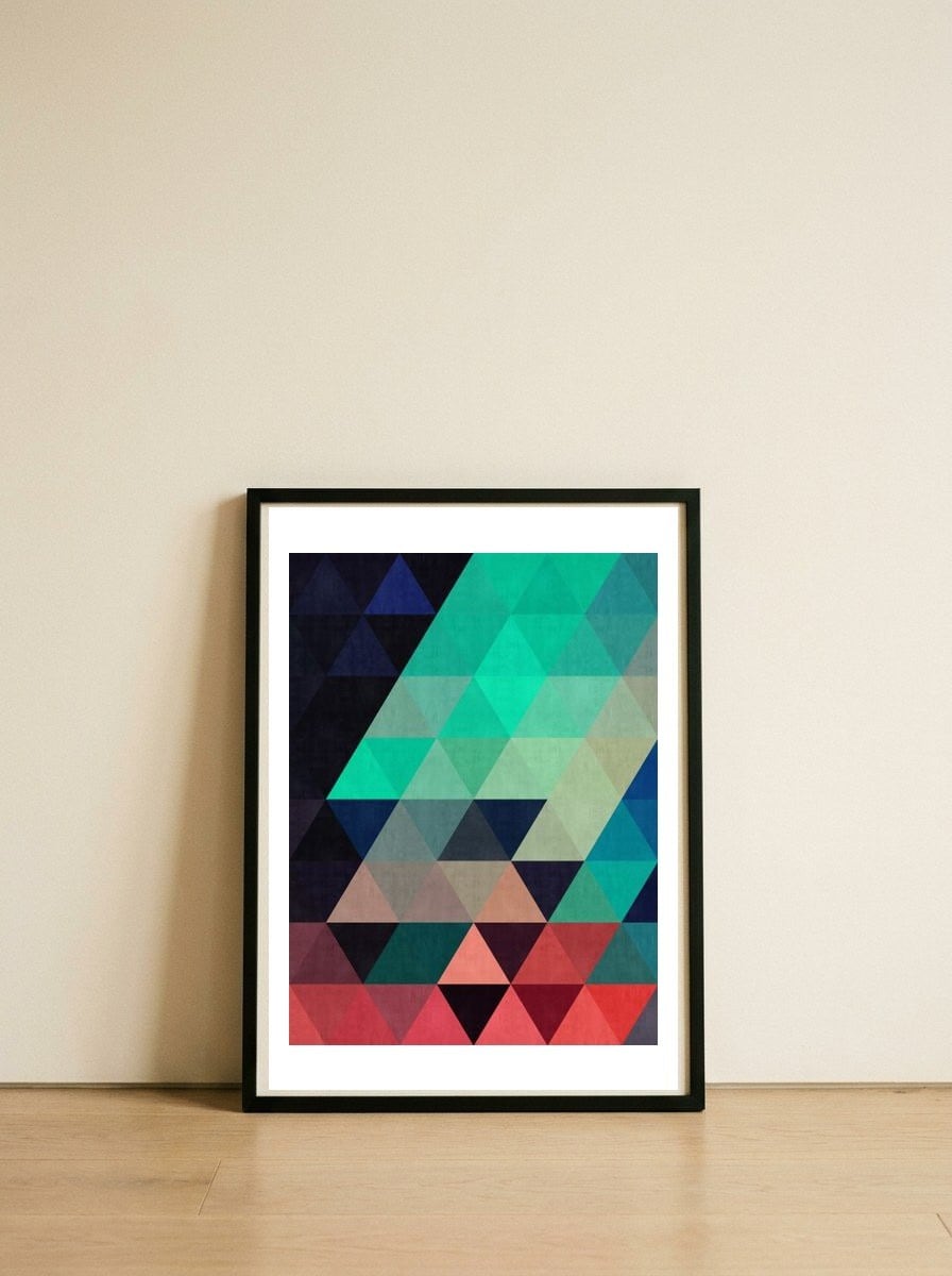 Pattern of triangles III — framed, leaning against the wall