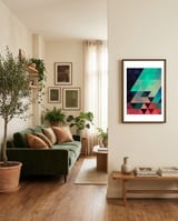 Pattern of triangles III framed in a grounding room thumbnail