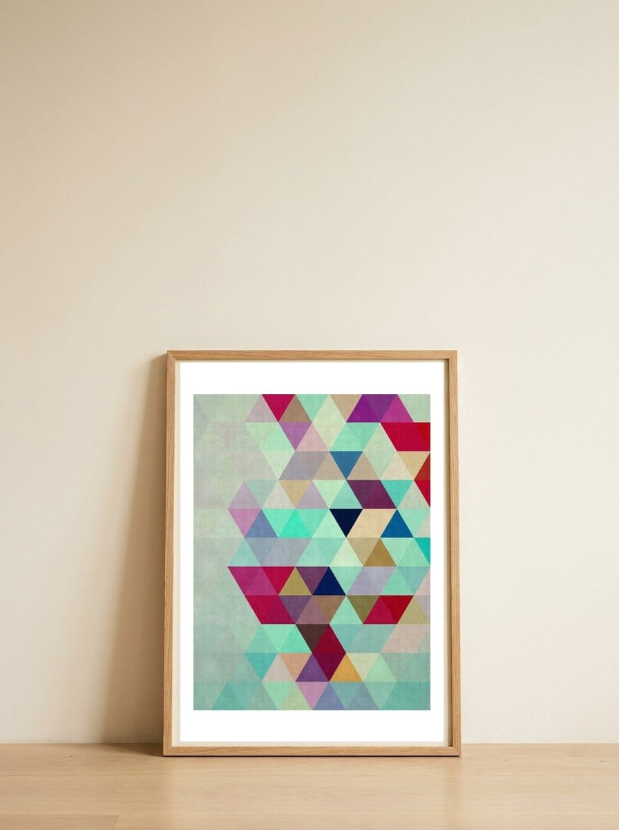 Pattern of triangles I — framed, leaning against the wall