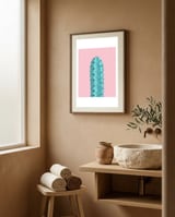 Watercolor of cacti II framed in a serene room thumbnail