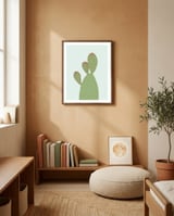 Watercolor of cacti I framed in a gentle room thumbnail