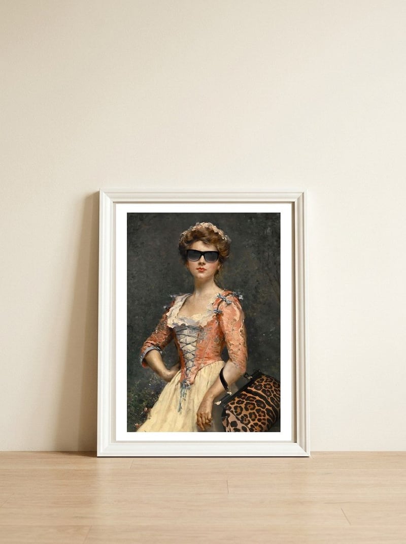 Vintage Chic Girl — framed, leaning against the wall