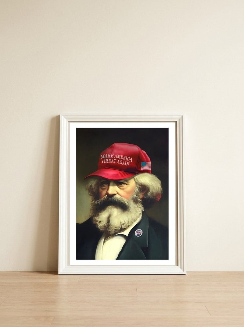 Karl Great Again — framed, leaning against the wall