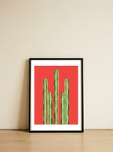 Watercolor of cacti V — framed, leaning against the wall thumbnail