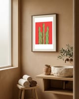 Watercolor of cacti V framed in a serene room thumbnail