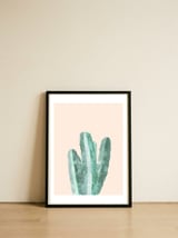 Watercolor of cacti IV — framed, leaning against the wall thumbnail