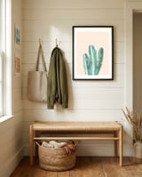 Watercolor of cacti IV framed in a relaxed room thumbnail