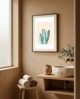 Watercolor of cacti IV framed in a serene room thumbnail
