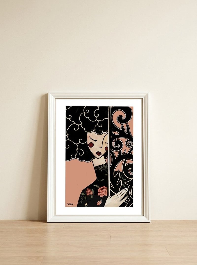 Melancholia — framed, leaning against the wall