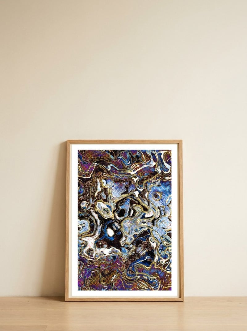 Pattern LXXVI — framed, leaning against the wall