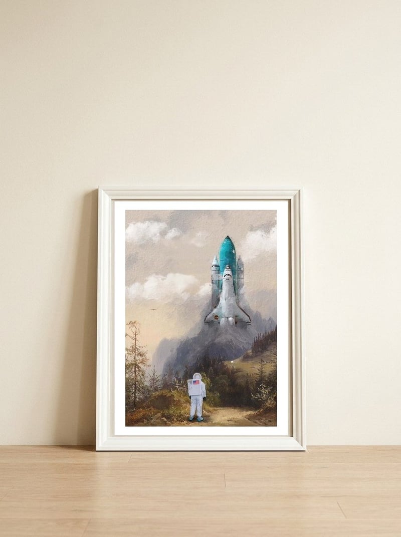Missed The Shuttle — framed, leaning against the wall