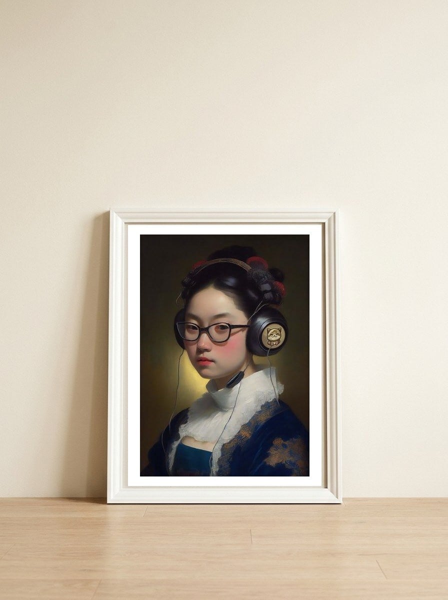 Otaku Belle — framed, leaning against the wall