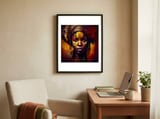 powerful-african-warrior-woman-portrait framed in a focused room thumbnail