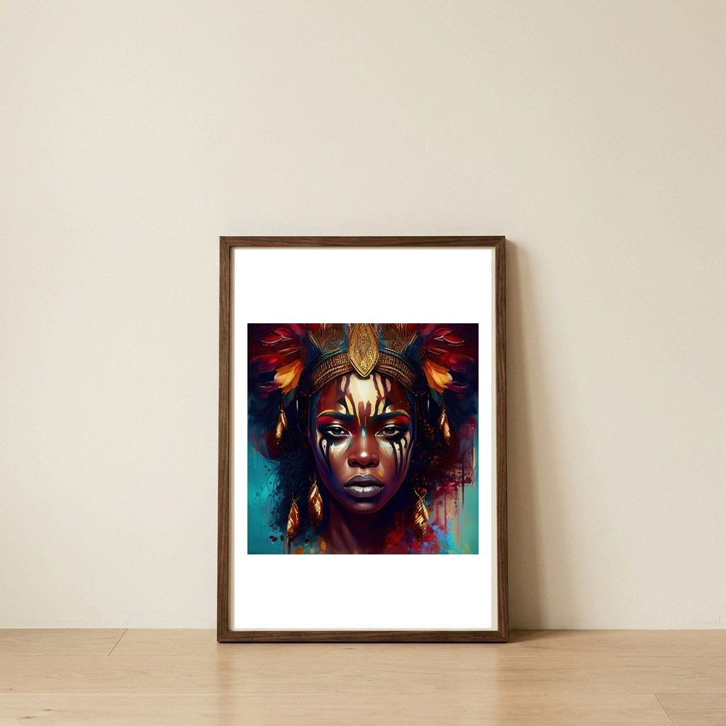 regal-african-warrior-woman-portrait — framed, leaning against the wall