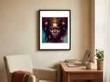 regal-african-warrior-woman-portrait framed in a focused room thumbnail