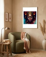 regal-african-warrior-woman-portrait framed in a tender room thumbnail