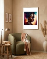 african-warrior-woman-side-portrait framed in a tender room thumbnail