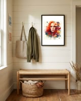 red-hair-floral-crown-portrait framed in a relaxed room thumbnail