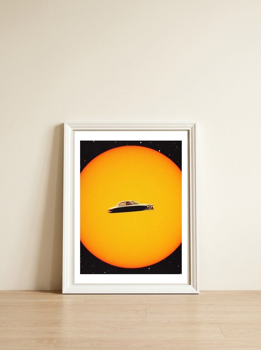 Space Chase — framed, leaning against the wall