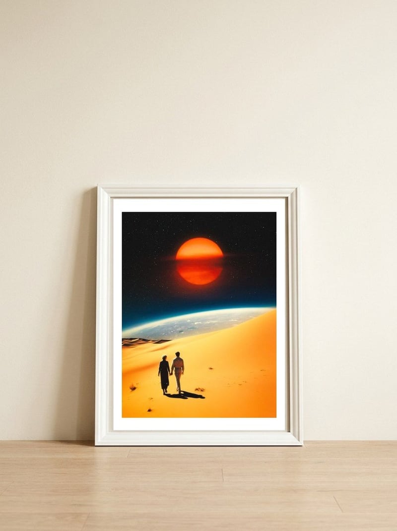 Cosmic Connection — framed, leaning against the wall