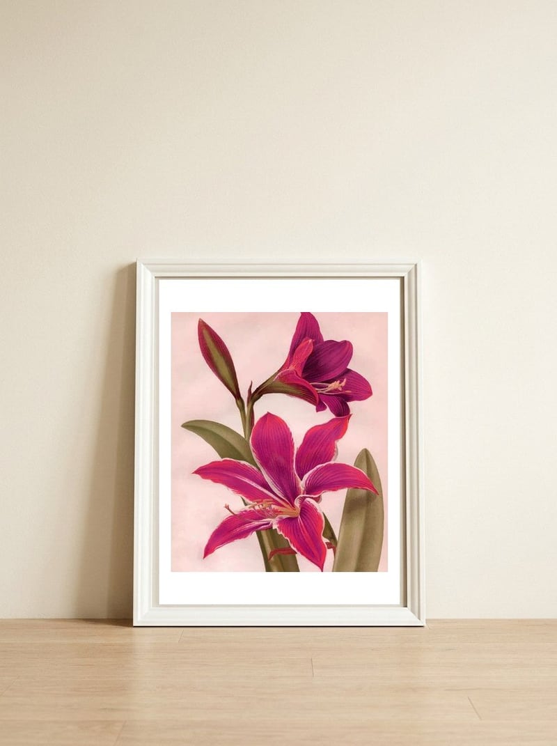 Vintage Floral — framed, leaning against the wall