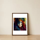 split-face-warrior-portrait — framed, leaning against the wall thumbnail