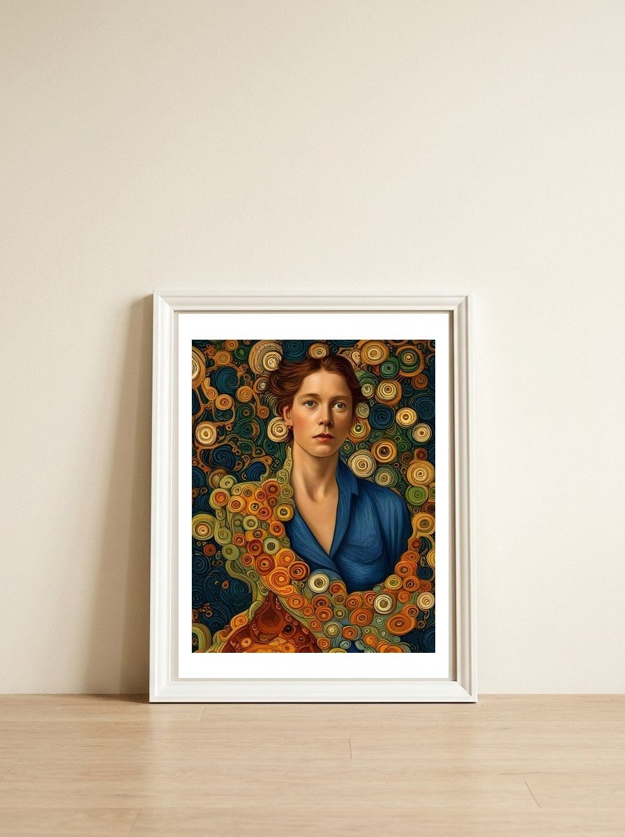 Artificial Masterworks - Klimt van Gogh — framed, leaning against the wall
