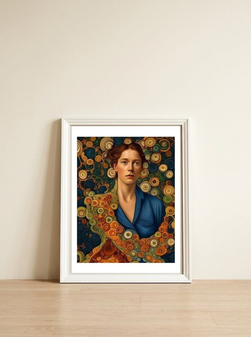Artificial Masterworks - Klimt van Gogh — framed, leaning against the wall