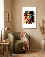 powerful-warrior-woman-portrait framed in a tender room thumbnail