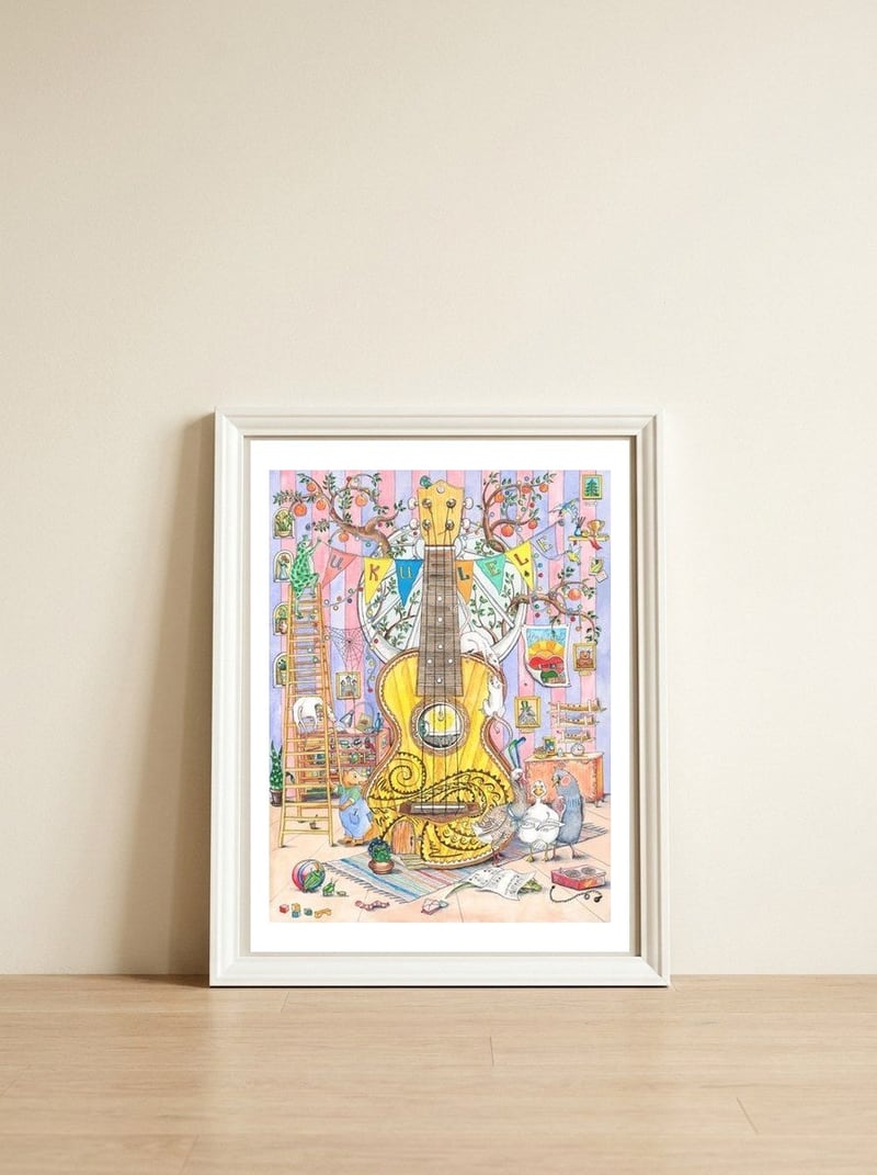 Musical Instruments - Ukulele — framed, leaning against the wall