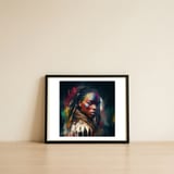 powerful-native-warrior-woman-portrait — framed, leaning against the wall thumbnail