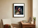 powerful-native-warrior-woman-portrait framed in a focused room thumbnail