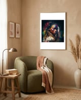powerful-native-warrior-woman-portrait framed in a tender room thumbnail