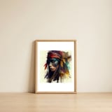 powerful-tribal-warrior-woman-profile — framed, leaning against the wall thumbnail
