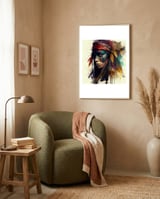 powerful-tribal-warrior-woman-profile framed in a tender room thumbnail